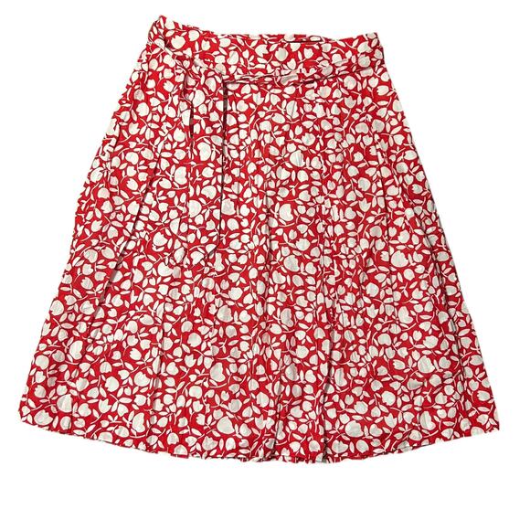 Talbots Red Floral Cotton  Midi Skirt Size 14 NWT - Picture 2 of 6
